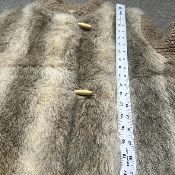 VINTAGE D’ESPRIT Fur and Knit Beige Tan Winter Coat Estimated Medium / Small - Picture 4 of 7